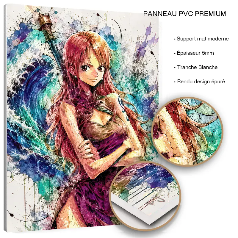Tableau Nami One Piece Pop Art One Piece Pop Art duo manga sur panneau PVC premium finition mate.