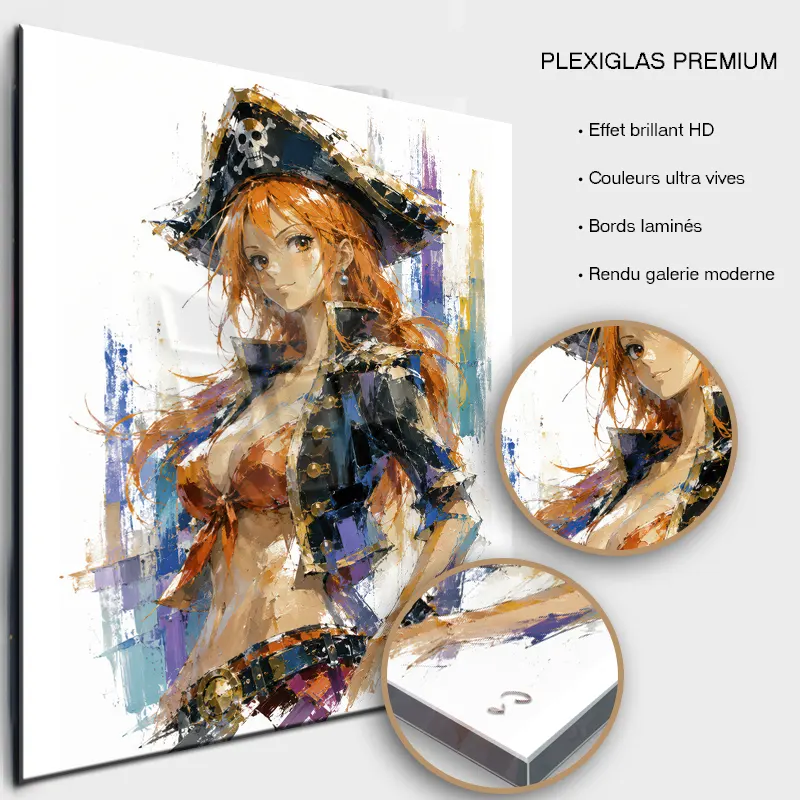 tableau-nami-pirate-premium-one-piece-pop-art One Piece Pop Art duo manga sur plexiglas premium finition brillante.