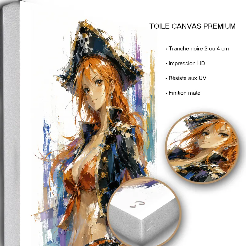 tableau-nami-pirate-premium-one-piece-pop-art One Piece Pop Art duo manga imprimé sur toile canvas premium.