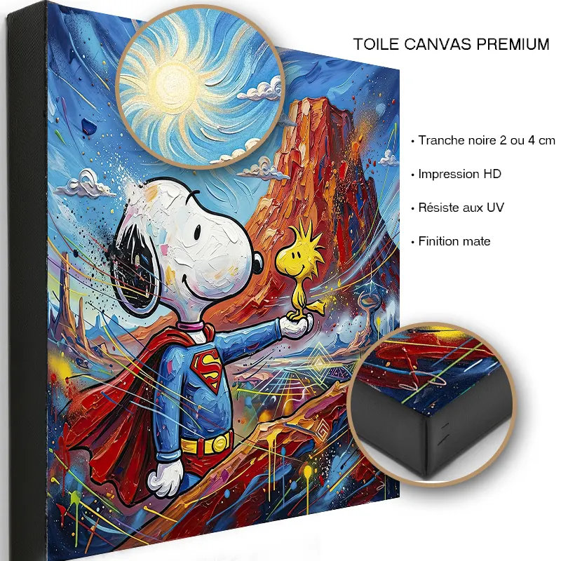 Tableau Snoopy Pop Art imprimé sur toile canvas premium.
