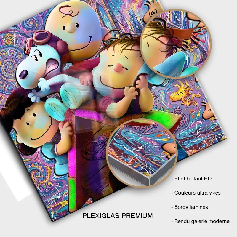 Tableau Snoopy Street Art sur plexiglas premium finition brillante.