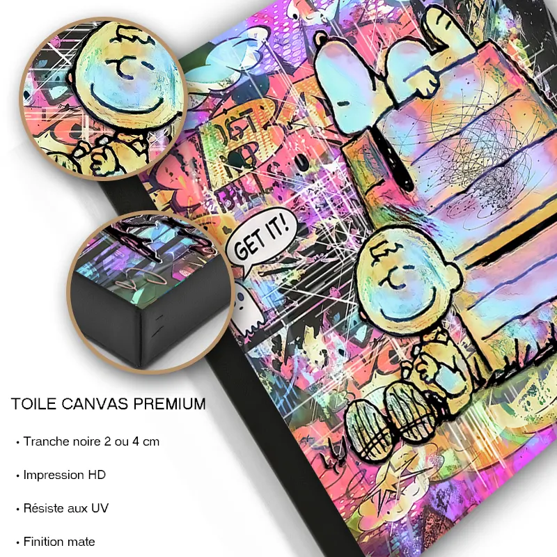 Tableau Snoopy Pop Art imprimé sur toile canvas premium.