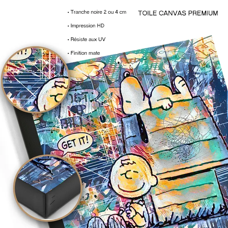 Tableau Snoopy Pop Art imprimé sur toile canvas premium.
