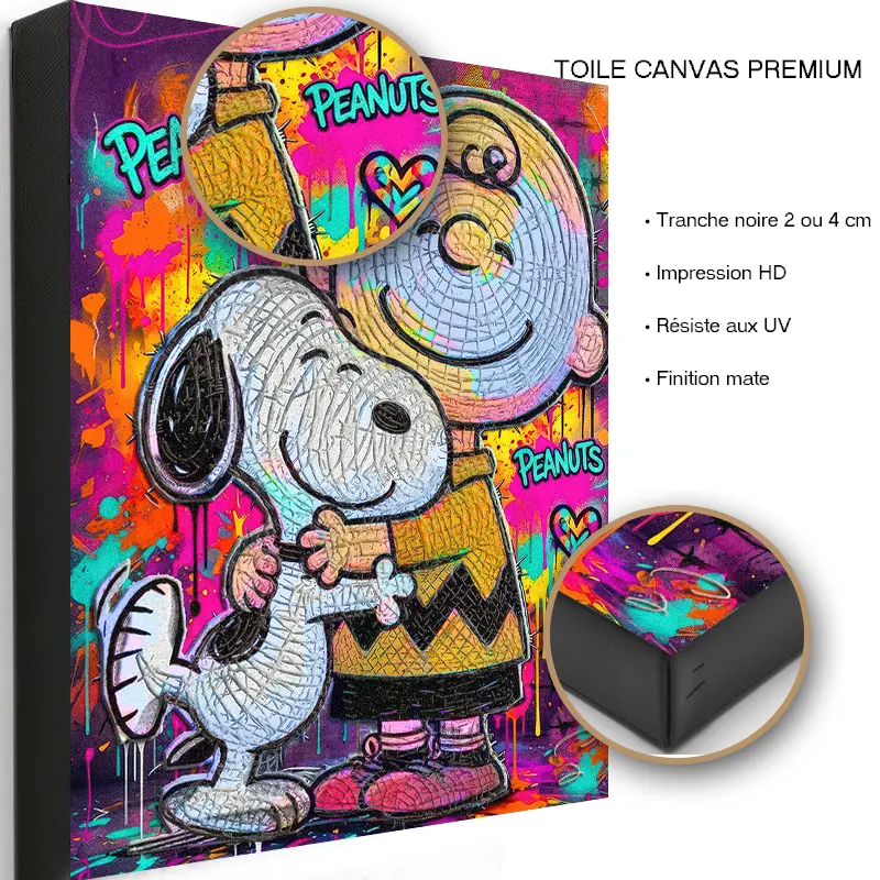 Tableau Snoopy Pop Art imprimé sur toile canvas premium.