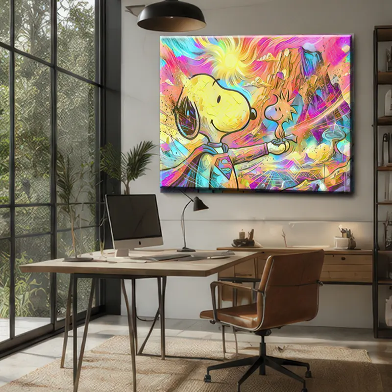 ableau Snoopy Pop Art Premium dans un appartement scandinave lumineux