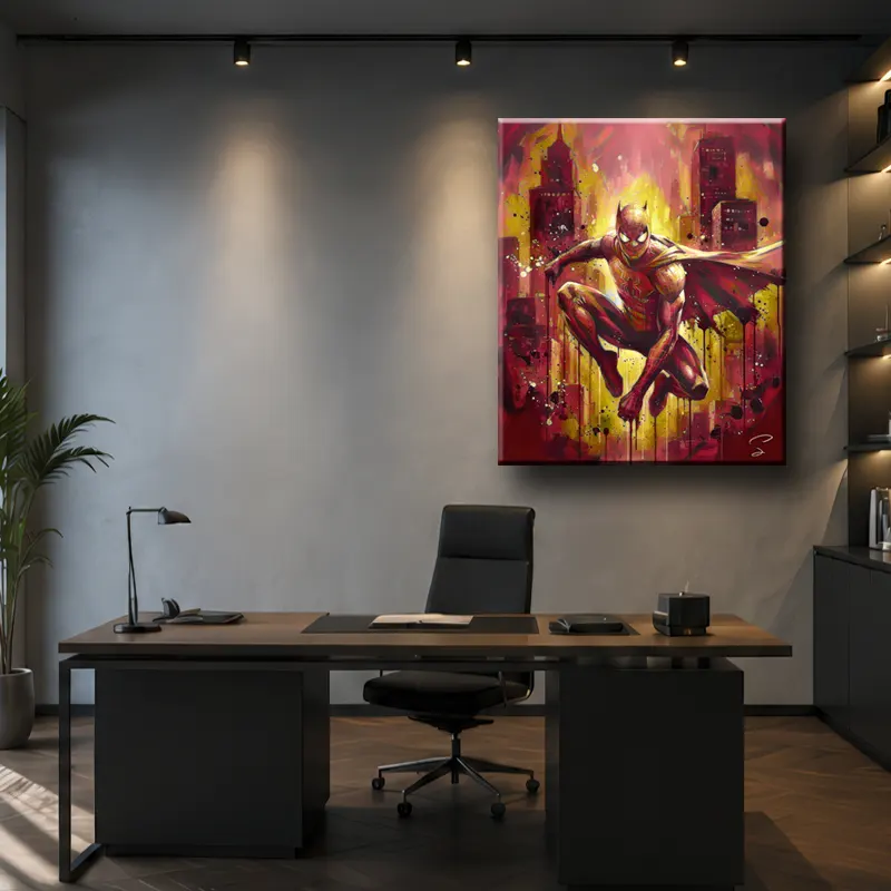 Tableau Spider-Man Street Art dans un bureau design moderne et élégant