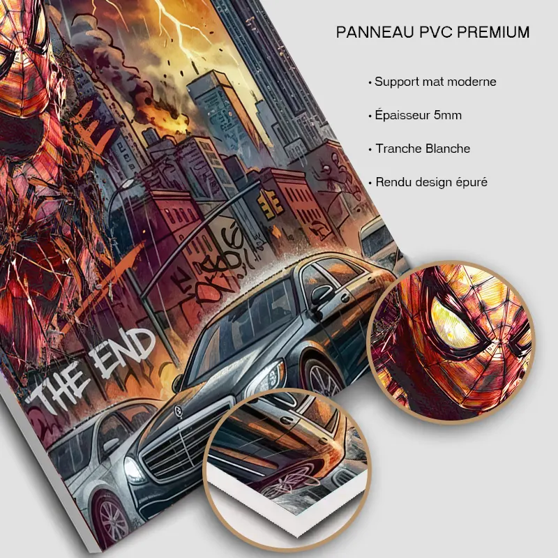 Tableau spider-man sur panneau PVC rigide premium