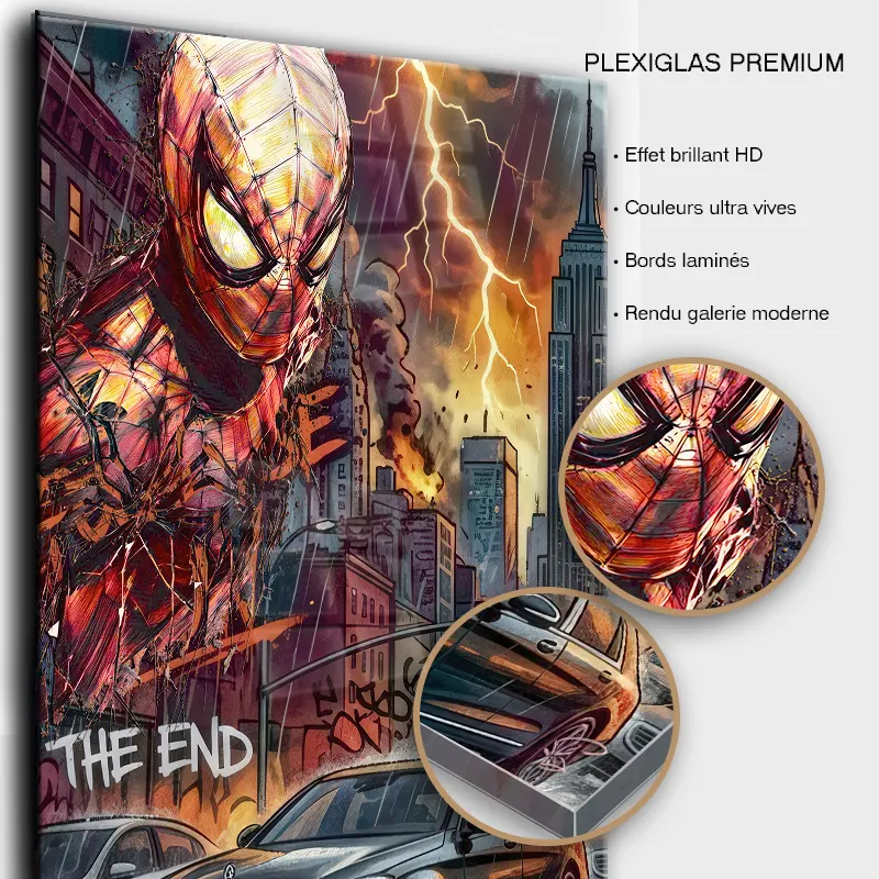 Tableau street art spider-mansur plexiglas brillant premium