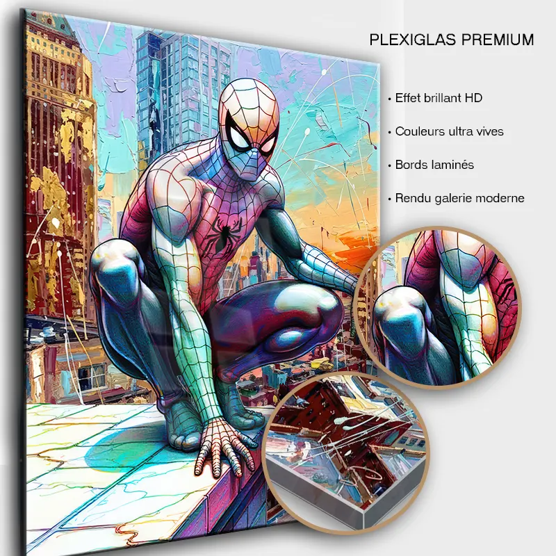 Tableau street art spider-mansur plexiglas brillant premium