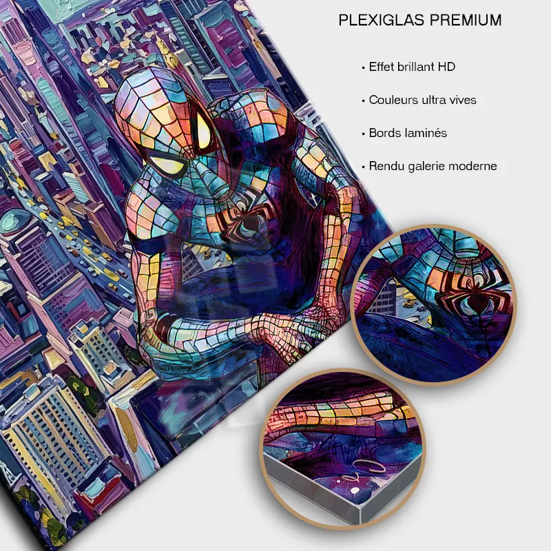 Tableau street art spider-mansur plexiglas brillant premium