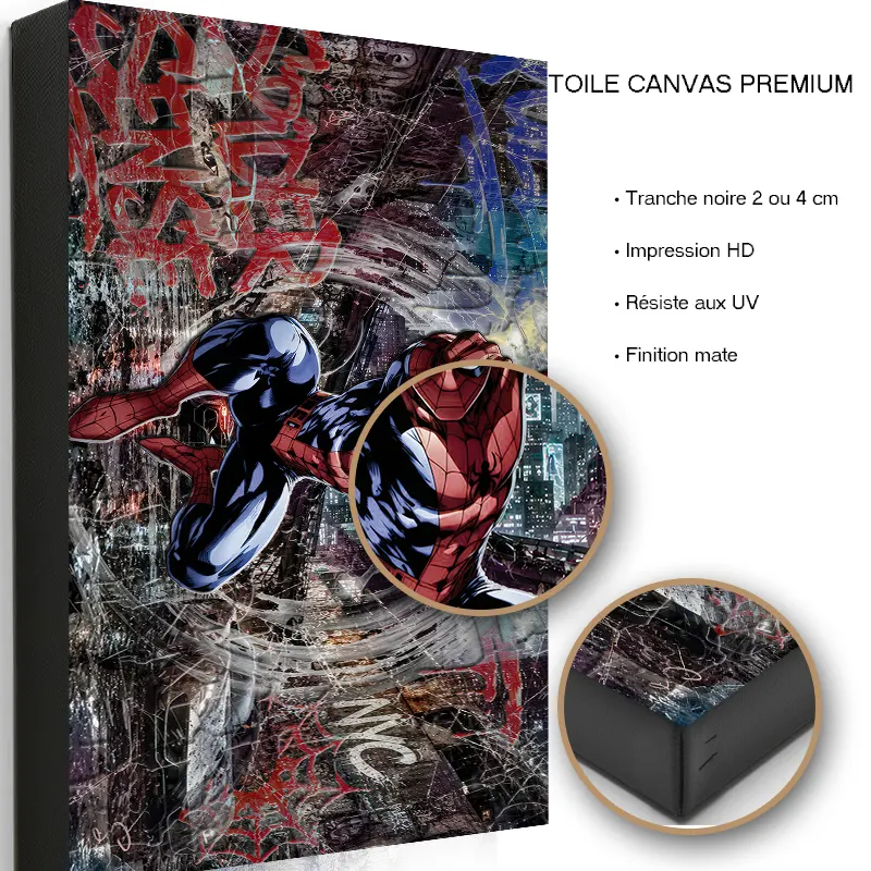 Tableau Spider-man imprimé sur toile canvas premium