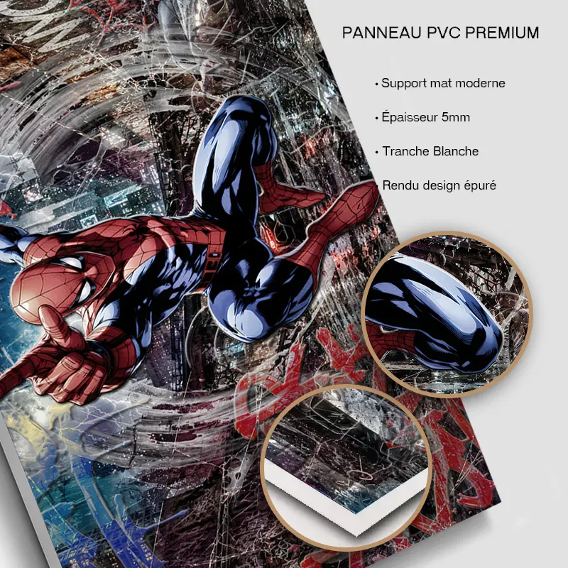 Tableau spider-man sur panneau PVC rigide premium