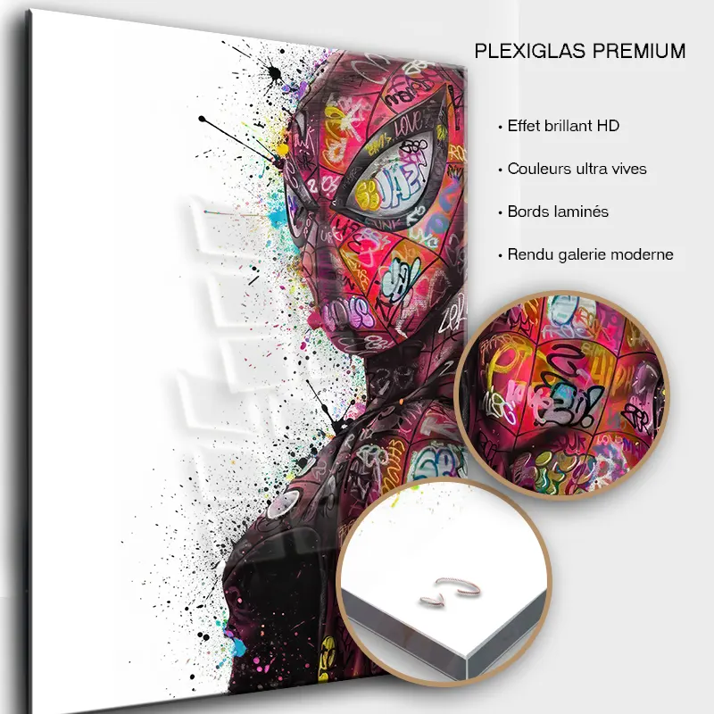 Tableau street art spider-mansur plexiglas brillant premium