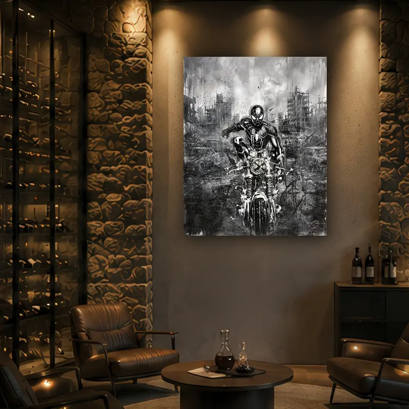 Tableau Spider-Man Street Art dans un bureau design moderne et élégant