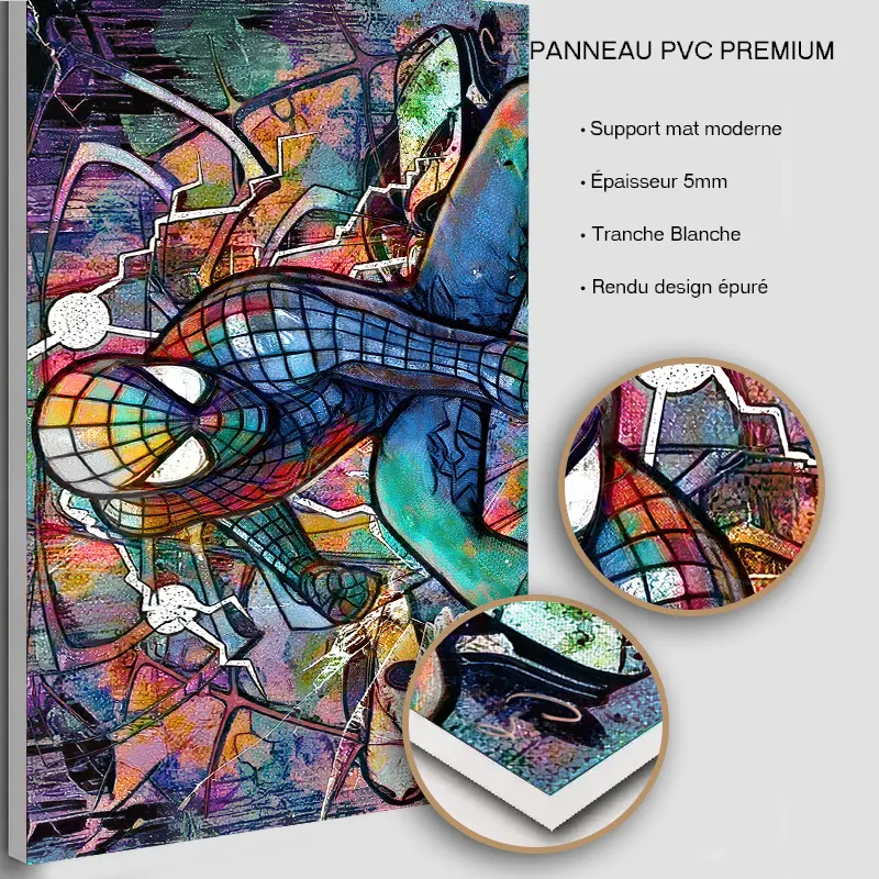 Tableau spider-man sur panneau PVC rigide premium
