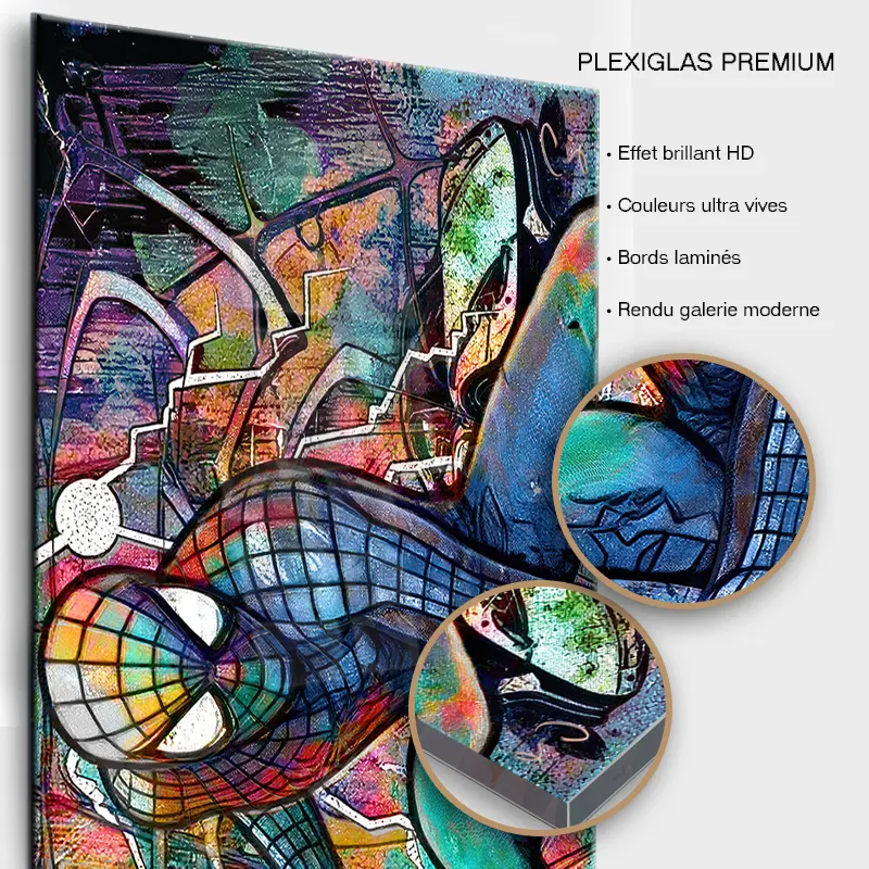 Tableau street art spider-mansur plexiglas brillant premium
