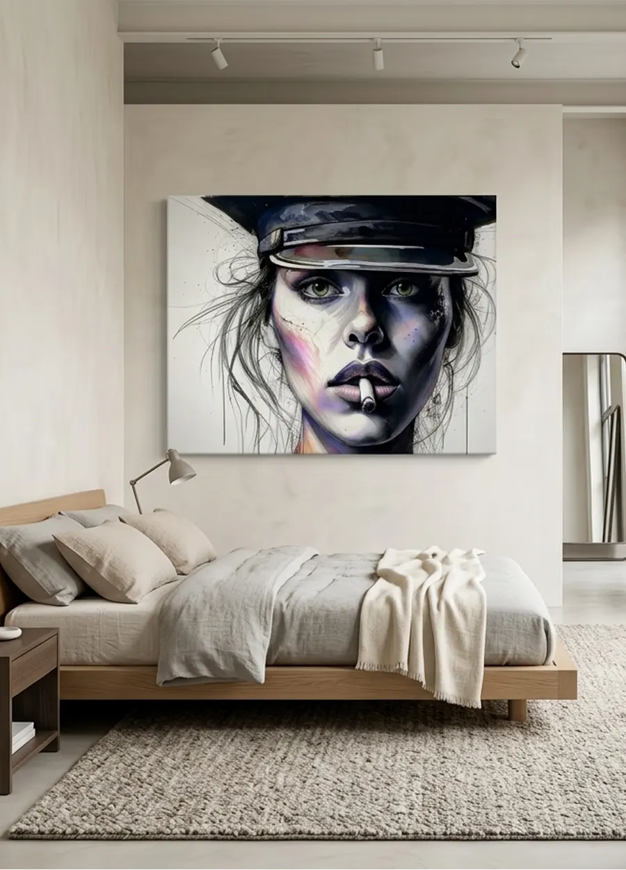tableau femme policière art urbain contemporain pour chambre