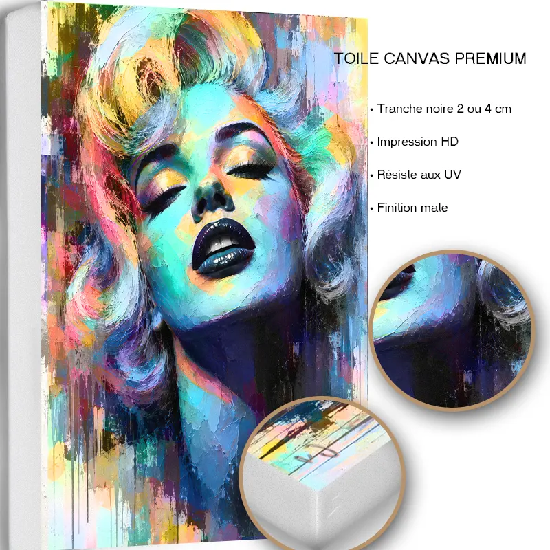 Tableau Marilyn Monroe imprimé sur toile Canvas premium avec châssis bois