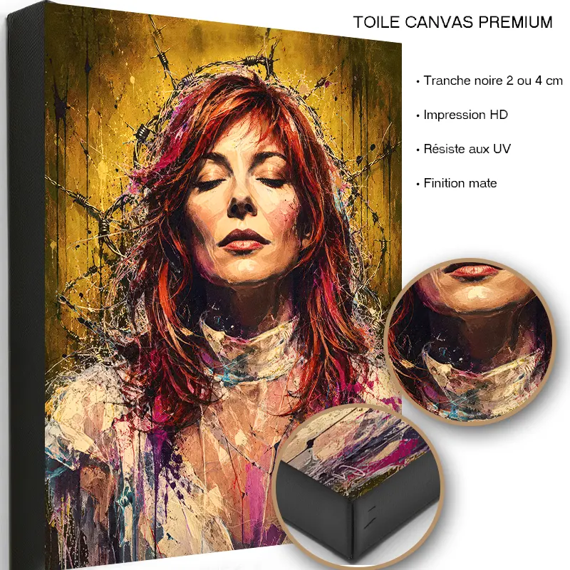 portrait-mylène-farmer-pop-art imprimé sur toile Canvas premium avec châssis bois