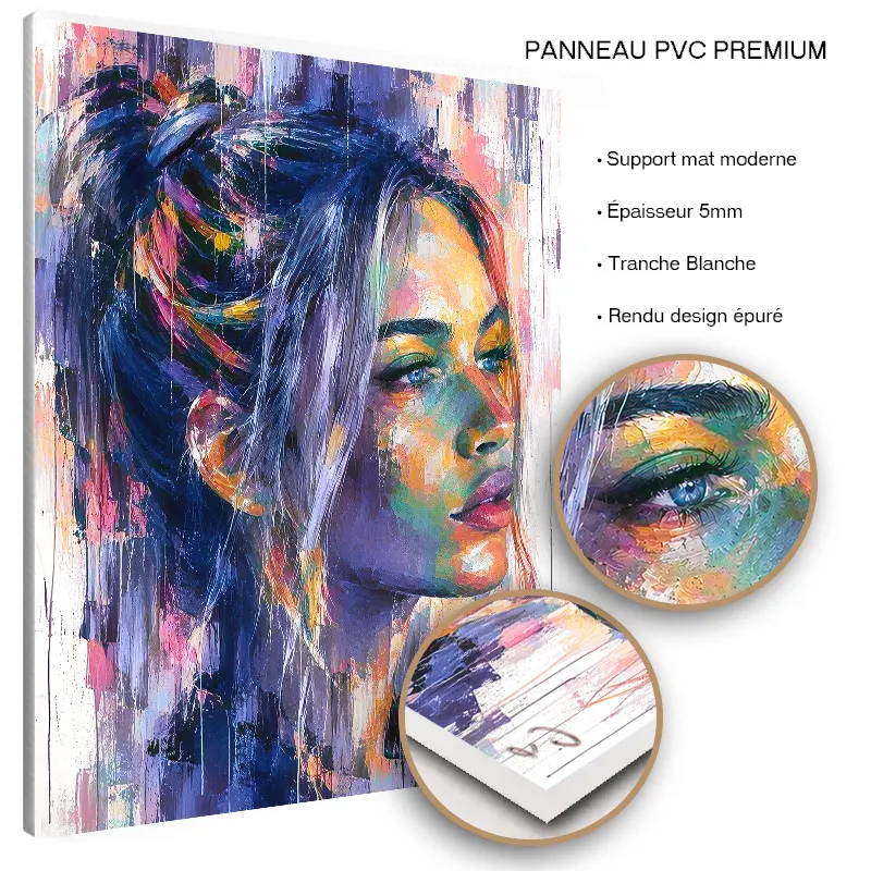 portrait-femme-pop-art- One Piece Pop Art duo manga sur panneau PVC premium finition mate.