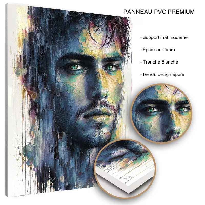portrait-homme-pop-art- One Piece Pop Art duo manga sur panneau PVC premium finition mate.