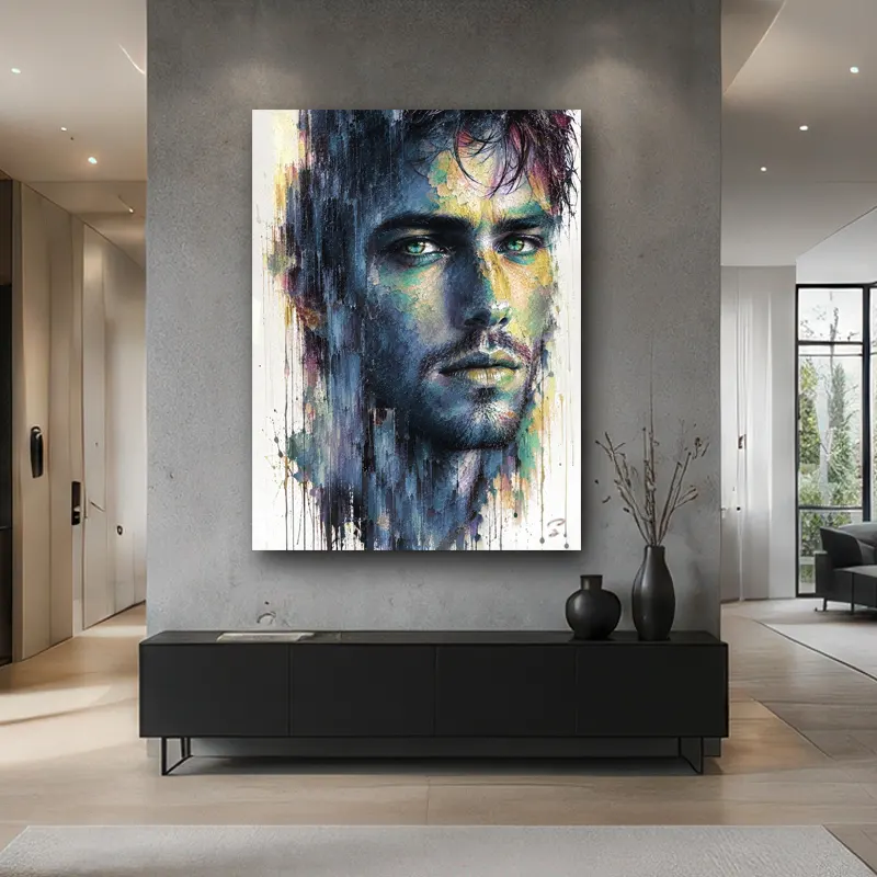 tableau femme coloré Premium dans un appartement scandinave lumineux