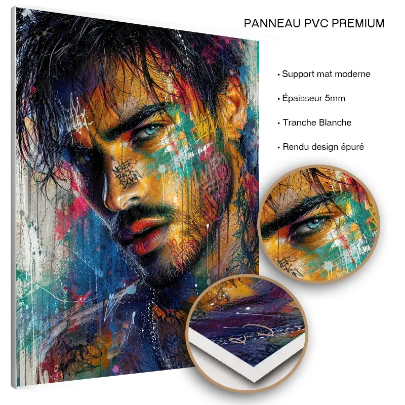 portrait-homme-pop-art- One Piece Pop Art duo manga sur panneau PVC premium finition mate.
