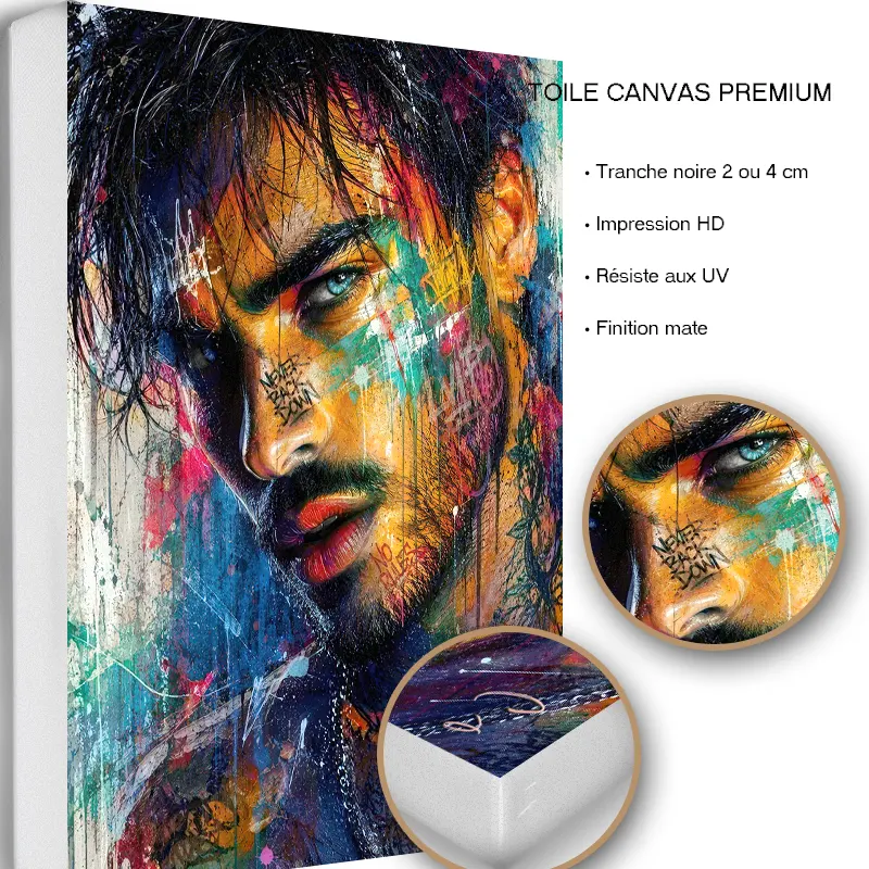 tableau-portrait-coloré-pop-art- canvas premium.