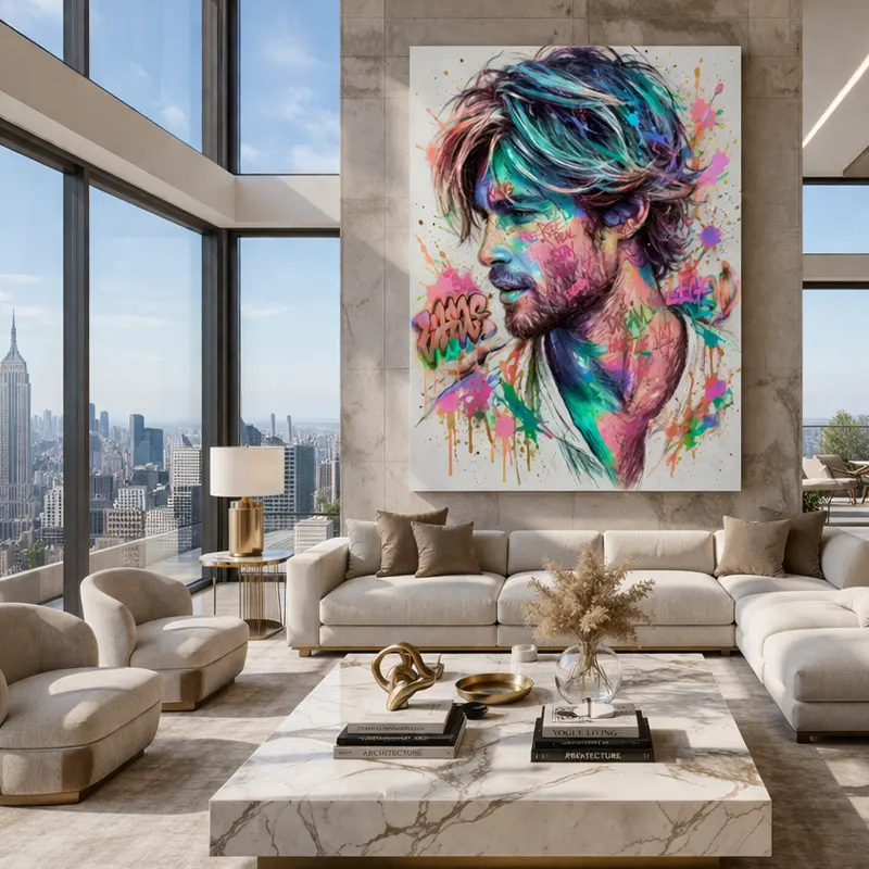 tableau-portrait-coloré-arc-en-ciel