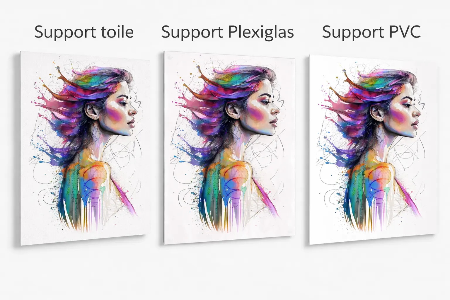 Œuvres LVIP toile, plexi et pvc