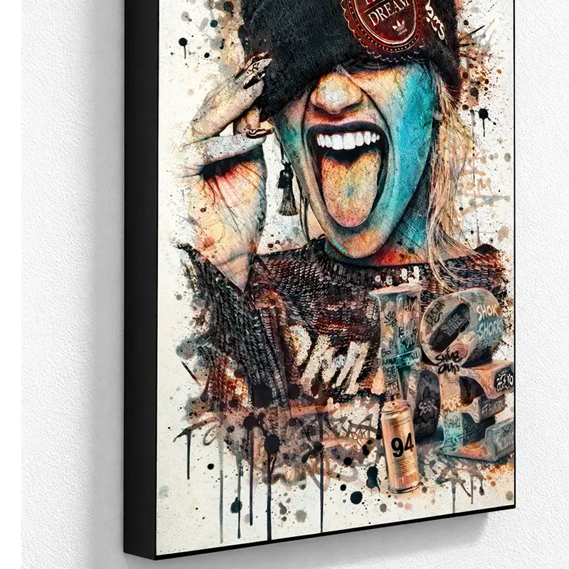 Portrait urbain femme street art sur toile HD