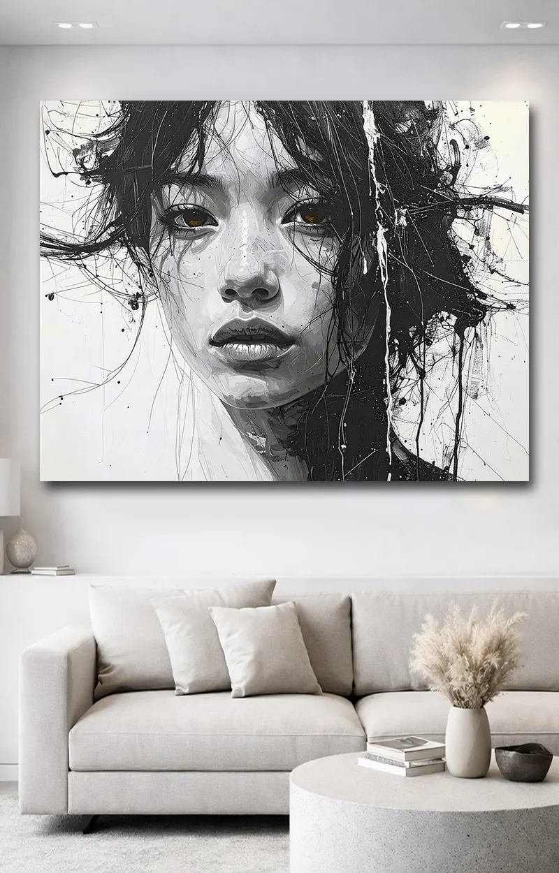 tableau portrait noir blanc artistique deco zen pour salon