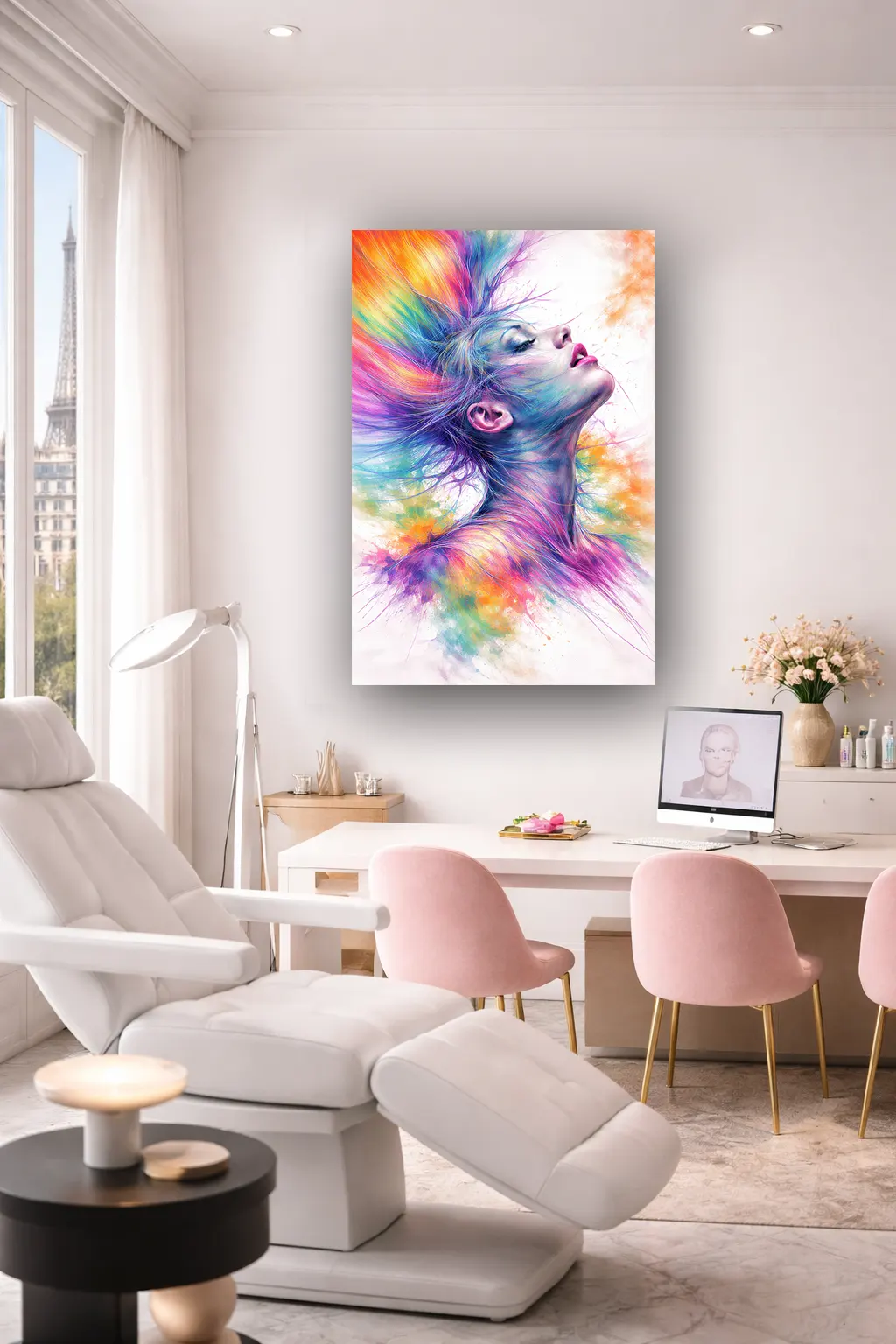 tableau déco murale femme abstrait pour institut