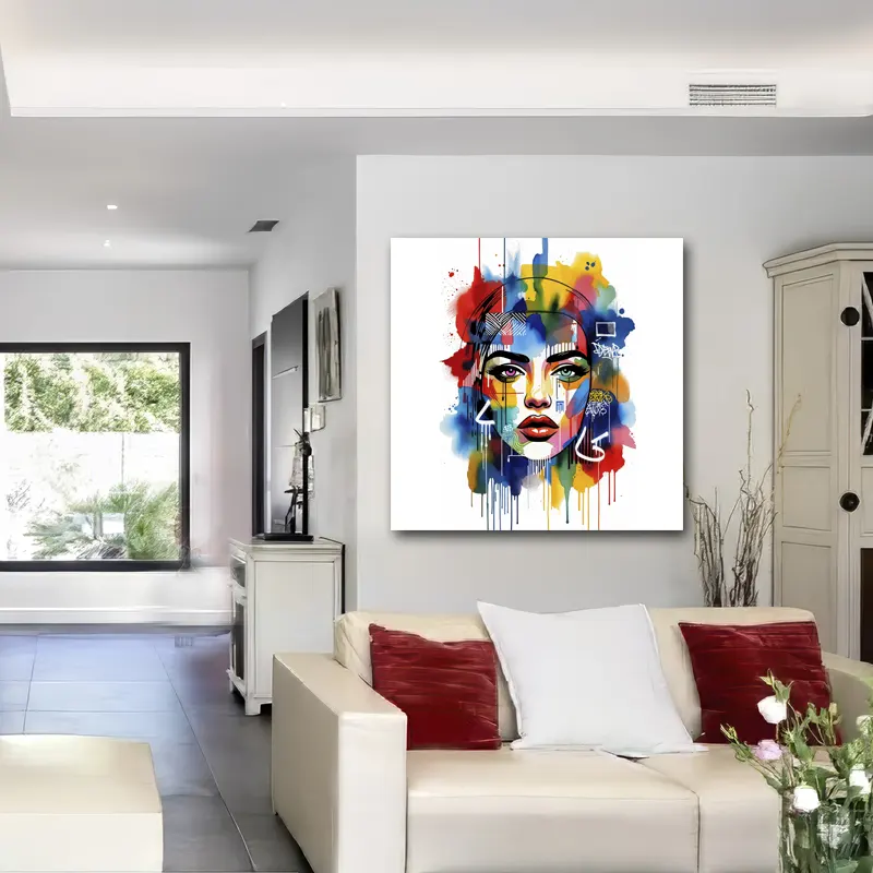 tableau femme abstraite colorée street art pour salon