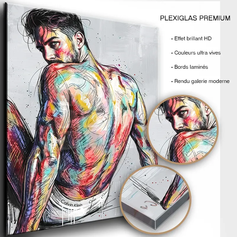 tableau-pop-art-regard-interdit-art-contemporain sur plexiglas premium finition brillante.