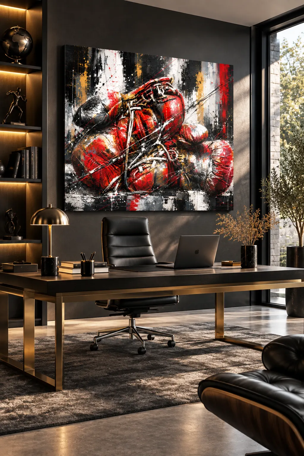 Tableau boxe Knockout Dreams dans un bureau design contemporain