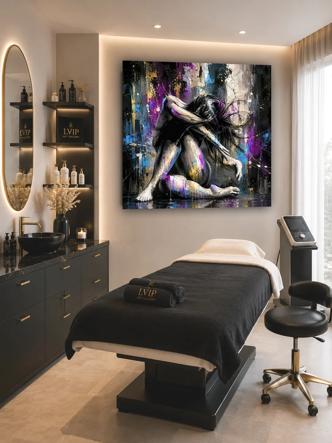 Tableau danse ballet Entwined Motion présenté dans un salon esthétique 