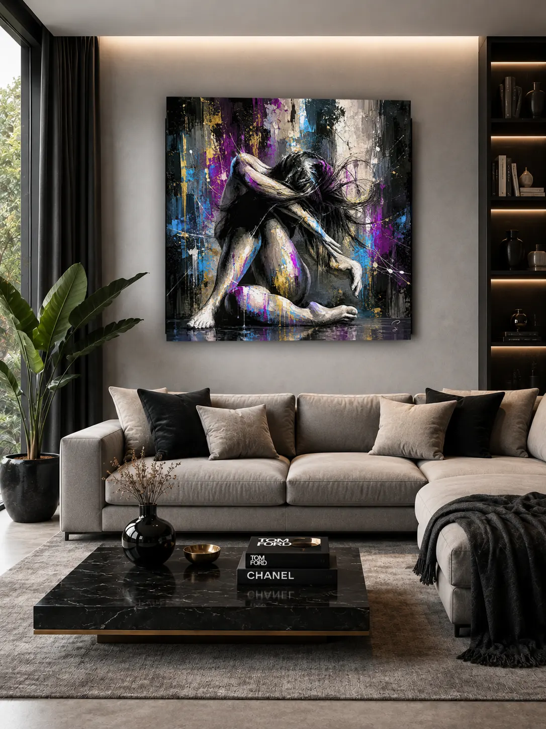 Tableau danse ballet Entwined Motion présenté dans un salon contemporain