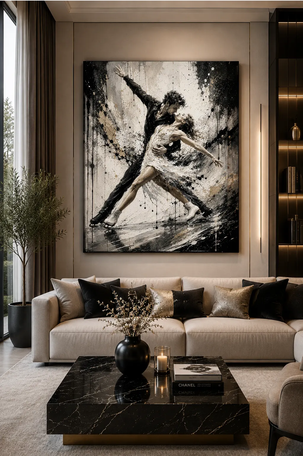 Tableau patinage artistique Frozen Passion dans un salon contemporain