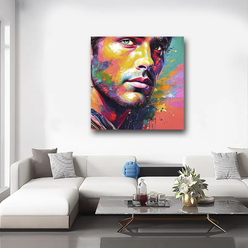 portrait abstrait pour déco salon épurée 