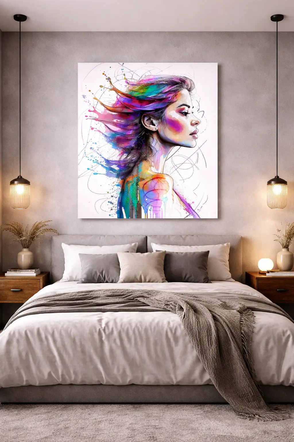 tableau femme sensuelle colorée pour chambre cosy