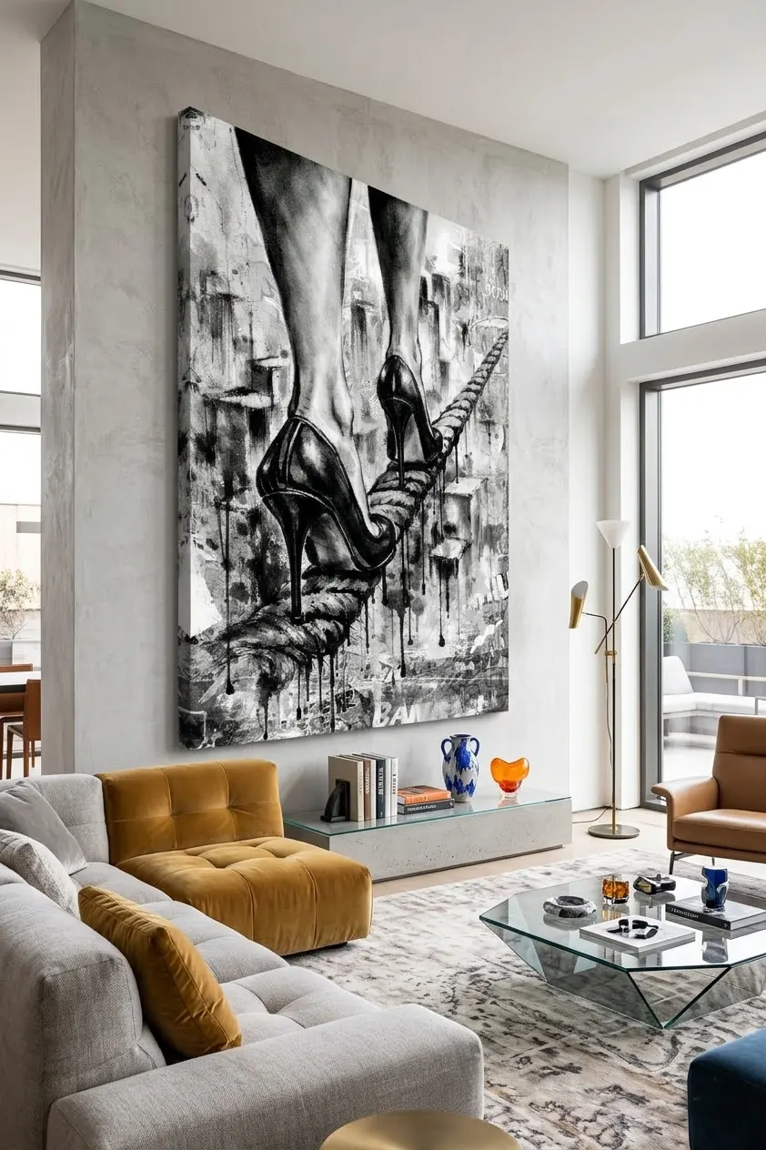 tableau design contemporain femme talons street art