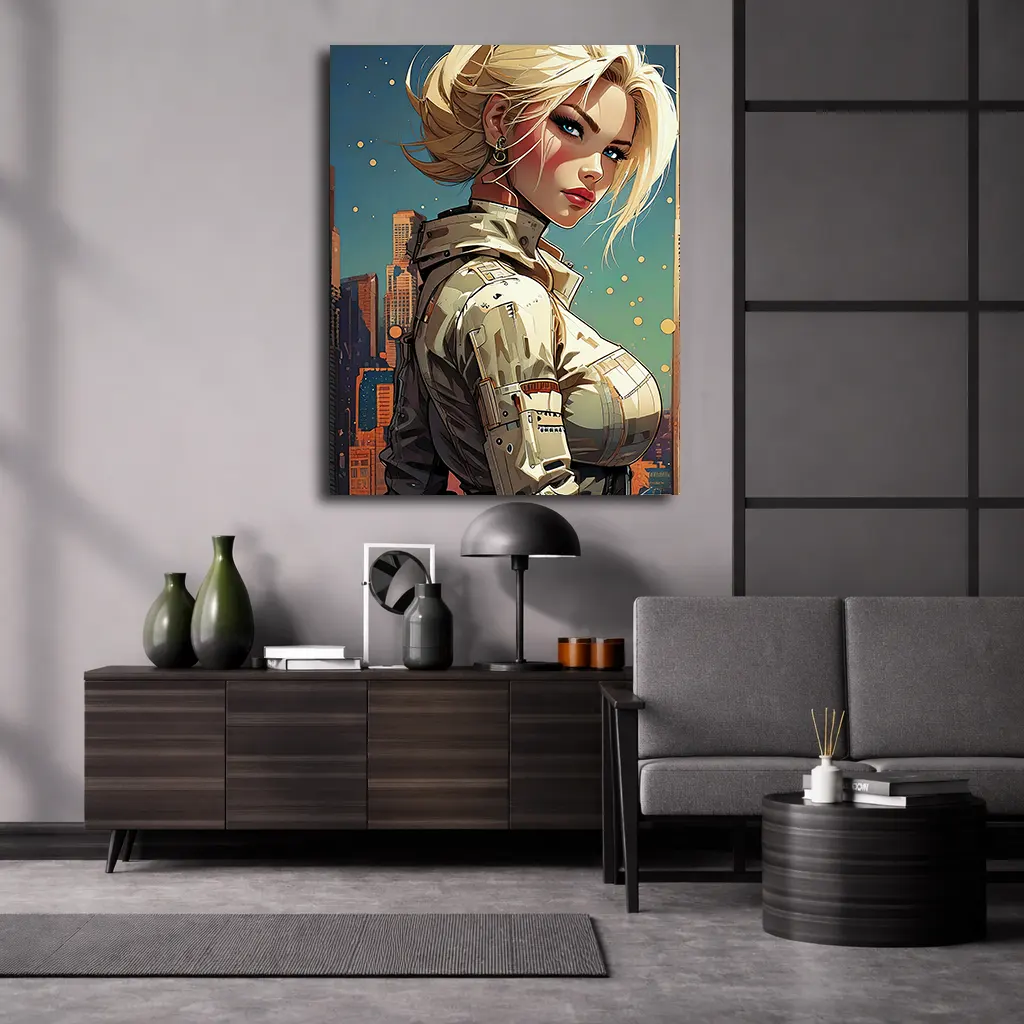 Portrait sur toile cuberg punk femme pour salon