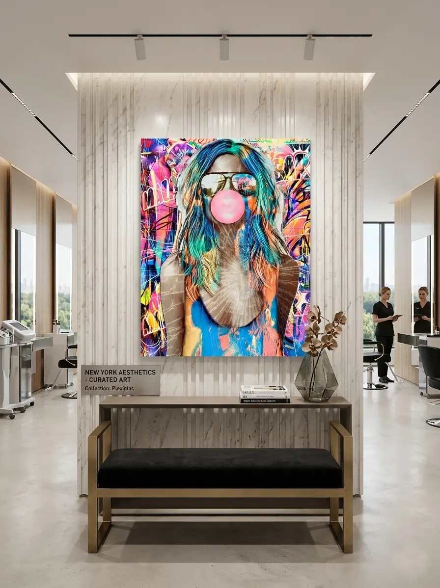 ableau street art coloré femme graffiti urbain pour salon esthétique