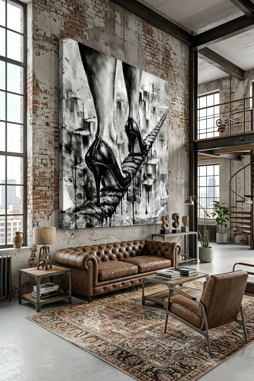 Le contraste noir et blanc amplifie la profondeur émotionnelle de l’œuvre. Cette création attire immédiatement le regard et stimule l’imaginaire. Elle transforme un simple mur en véritable espace artistique. Une œuvre forte qui affirme un style décoratif unique. Un choix idéal pour une décoration moderne et artistique. talons hauts pour salon