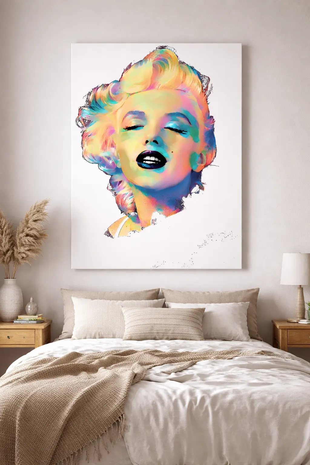 Dans un bureau design, cette œuvre inspire créativité et modernité. Placée dans une chambre ou une entrée, elle crée une atmosphère artistique unique. Ce tableau transforme un mur simple en véritable galerie d’art contemporaine. Une décoration murale idéale pour les amateurs de pop culture et d’art moderne. pour chambre cosy