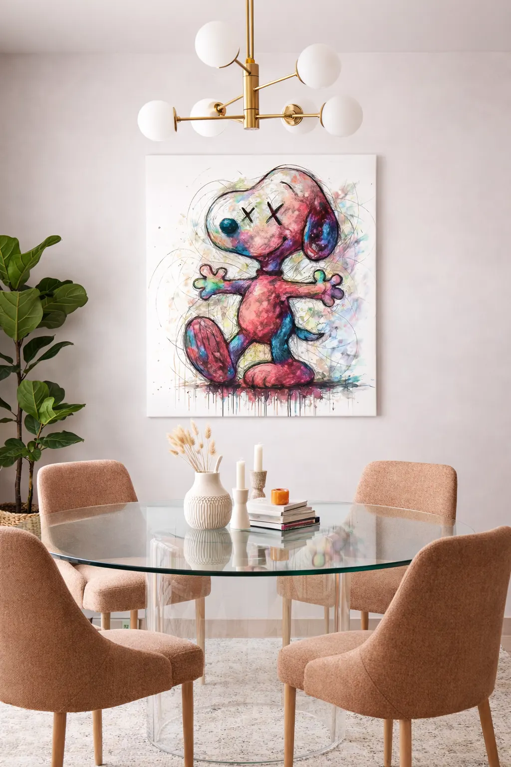 Tableau Snoopy street art pour salle à manger moderne