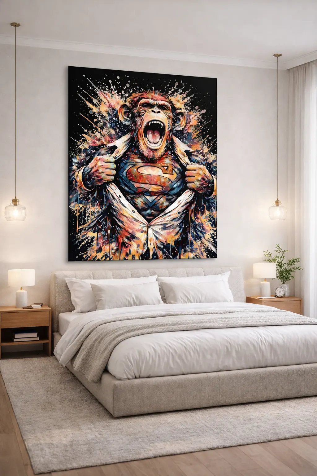 Tableau singe super héros street art chambre