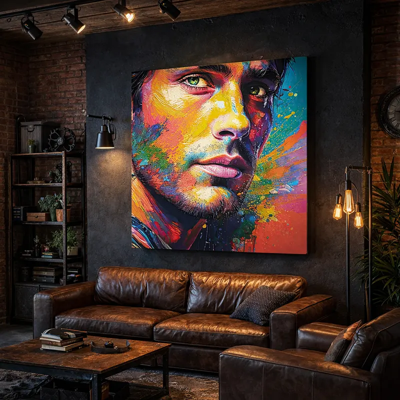 portrait abstrait pour décoration salon  style industriel