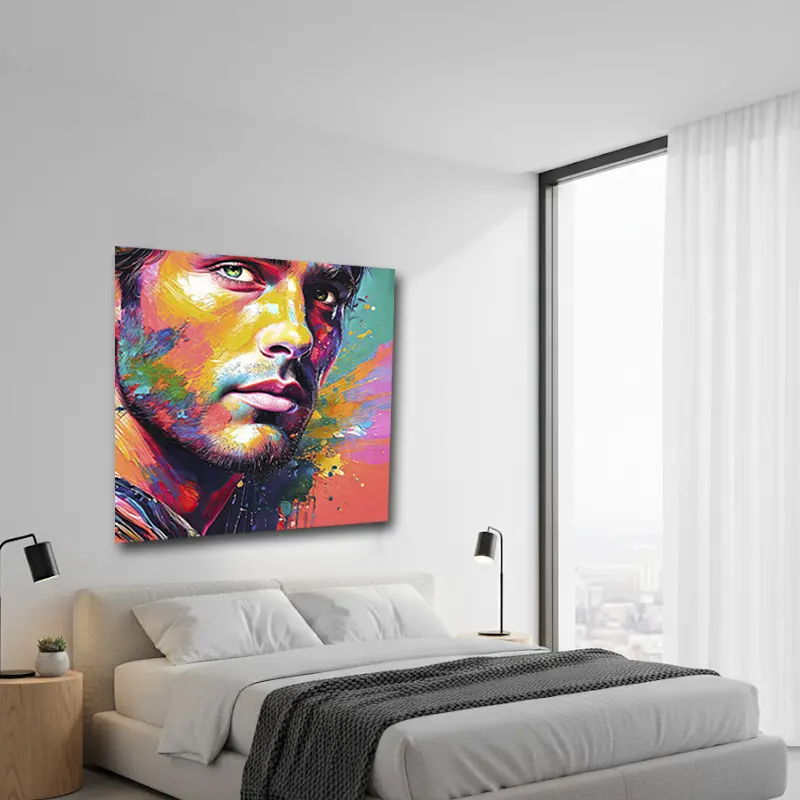 portrait abstrat homme pour chambre parentale minimaliste